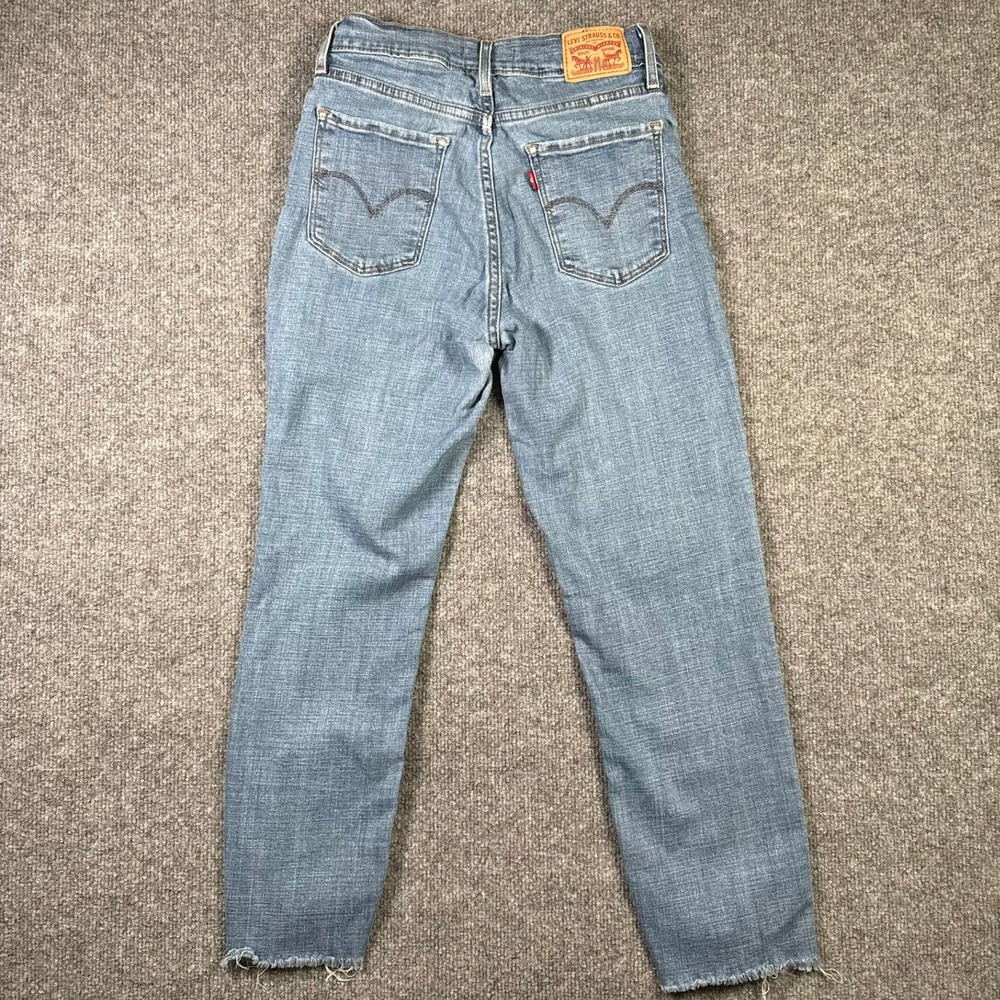 Levi 724 High Rise Straight Crop Womens 27 Light Wash Distressed Ripped Jeans
